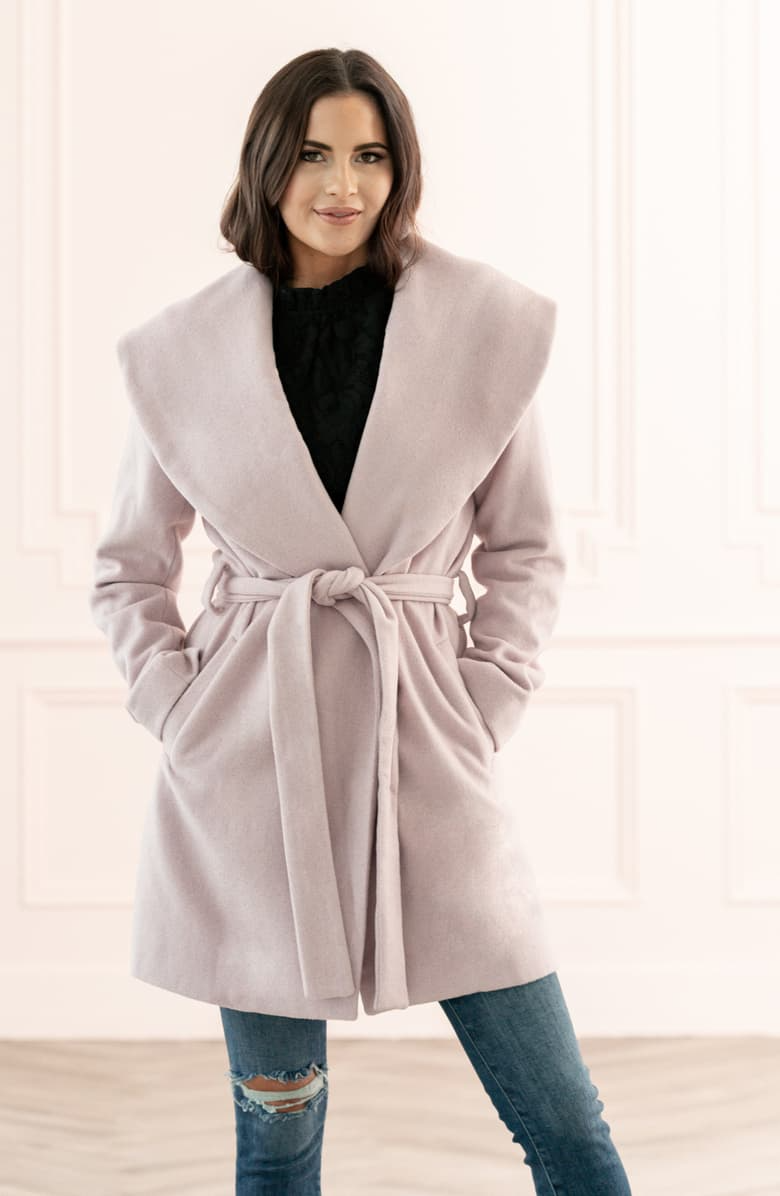 Cream coat for a winter walking date